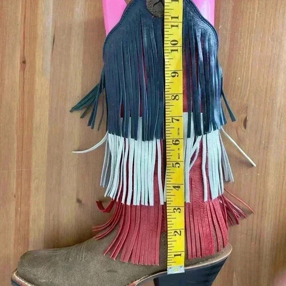 Twisted X Ruff Stock VFW Fringe American Flag Cowboy Boot 6.5 B - Picture 7 of 11